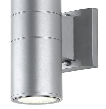 Duo 6" Modern Midcentury Cylinder Outdoor Metal/Glass Integrated LED Wall Sconce with Uplight - JONATHAN Y